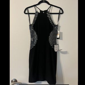 Black and silver cocktail dress